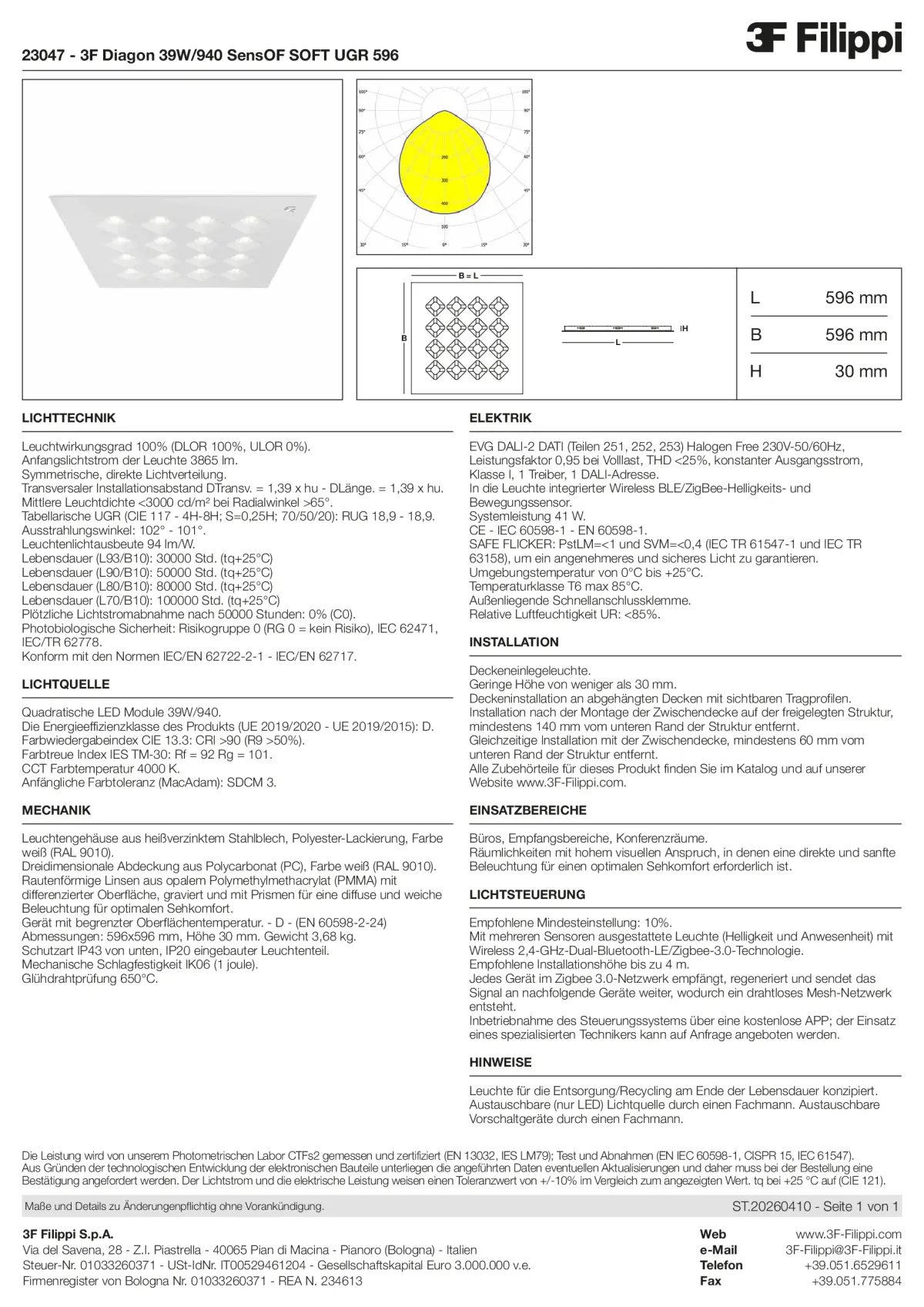 23047 - 3F Diagon 39W-940 SensOF SOFT UGR 596 - Datasheet - de