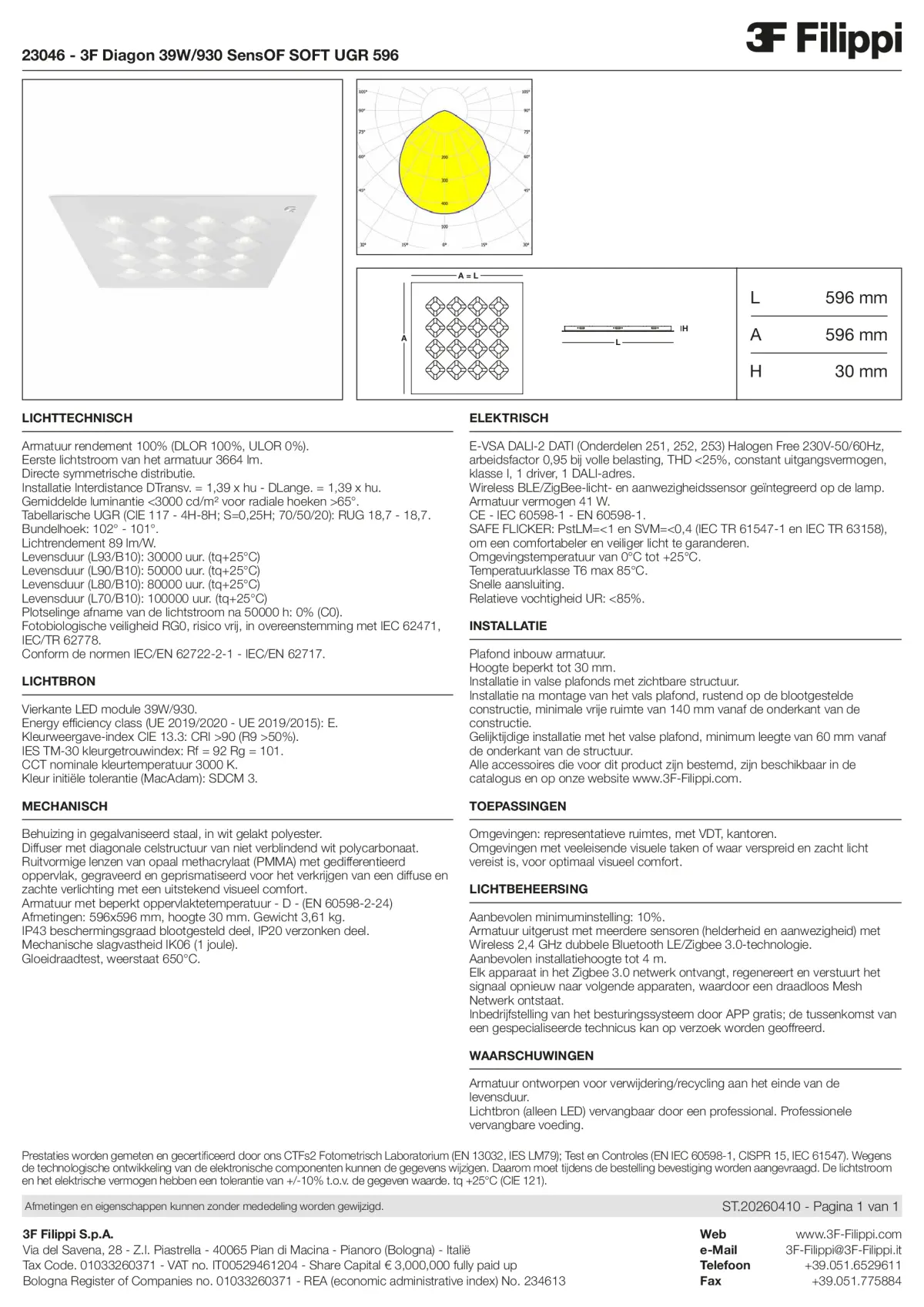 23046 - 3F Diagon 39W-930 SensOF SOFT UGR 596 - Datasheet - nl