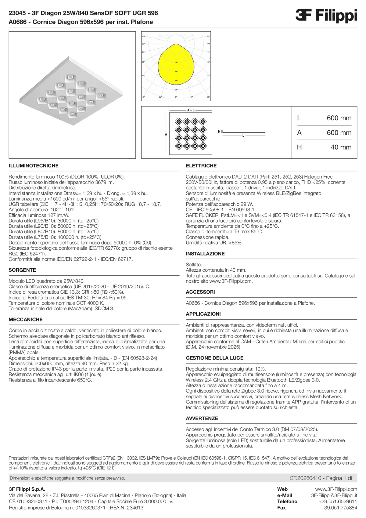 23045+A0686 - 3F Diagon 25W-840 SensOF SOFT UGR 596 + Corn.plaf. - Datasheet - it