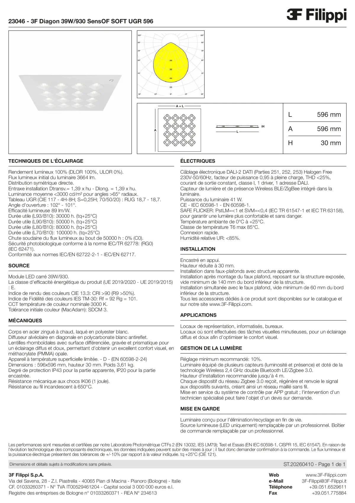 23046 - 3F Diagon 39W-930 SensOF SOFT UGR 596 - Datasheet - fr