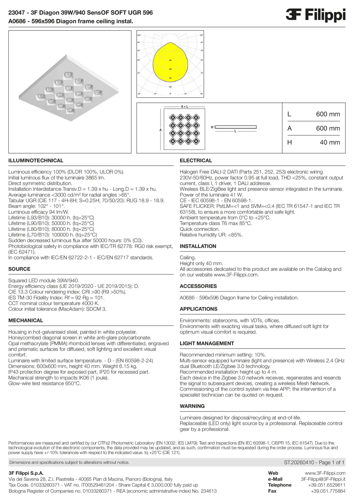 23047+A0686 - 3F Diagon 39W-940 SensOF SOFT UGR 596 + Corn.plaf. - Datasheet - en
