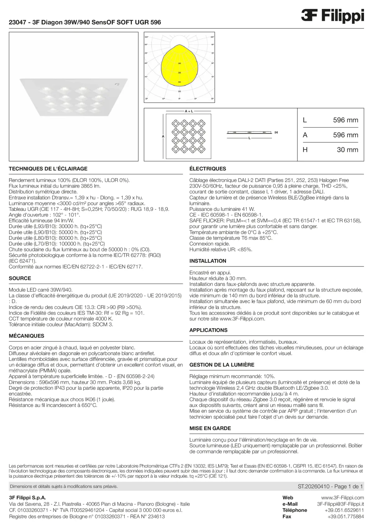 23047 - 3F Diagon 39W-940 SensOF SOFT UGR 596 - Datasheet - fr