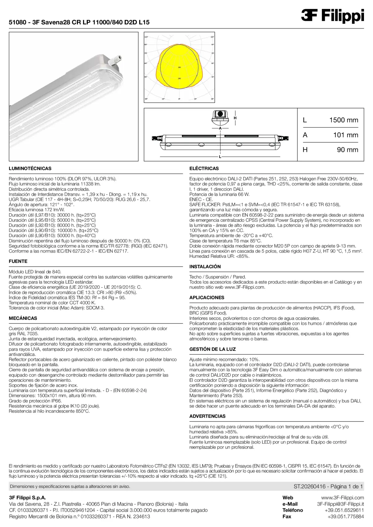 51080 - 3F Savena28 CR LP 11000-840 D2D L15 - Datasheet - es