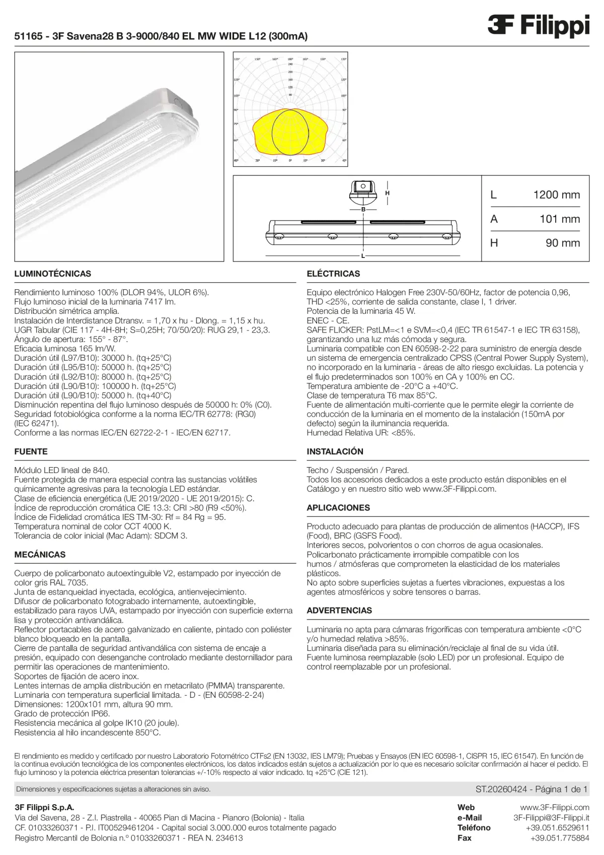 51165 - 3F Savena28 B 3-9000-840 EL MW WIDE L12 (300mA) - Datasheet - es
