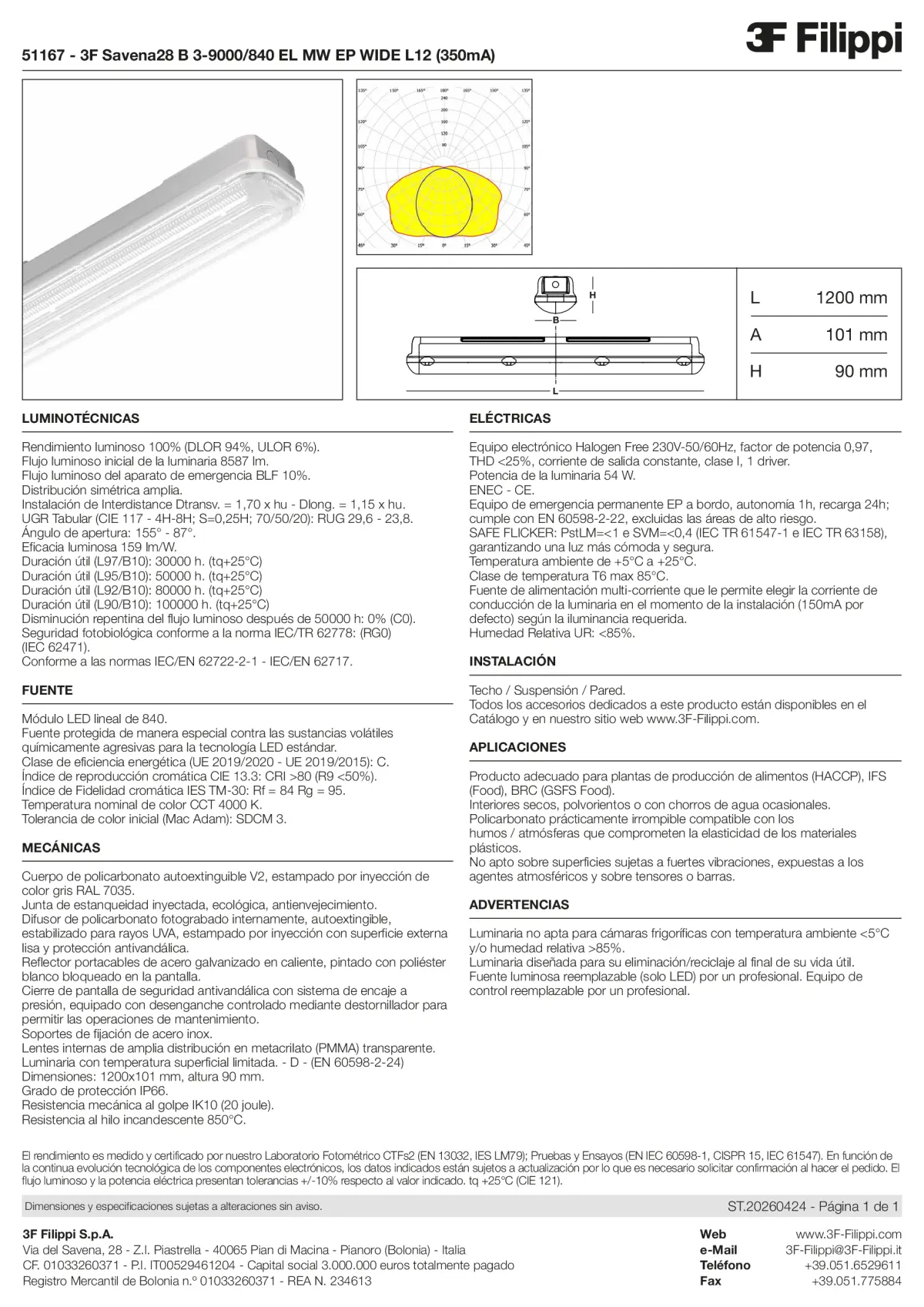 51167 - 3F Savena28 B 3-9000-840 EL MW EP WIDE L12 (350mA) - Datasheet - es