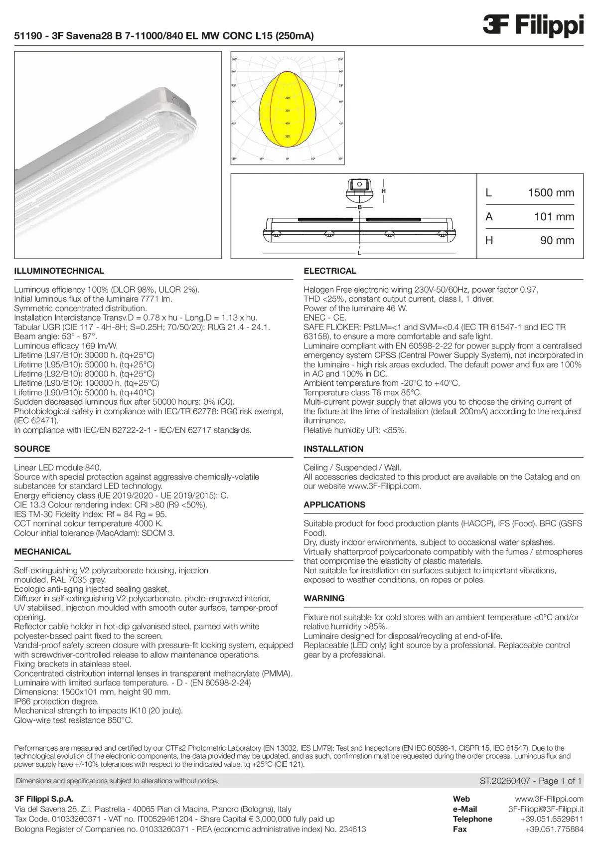 51190 - 3F Savena28 B 7-11000-840 EL MW CONC L15 (250mA) - Datasheet - en