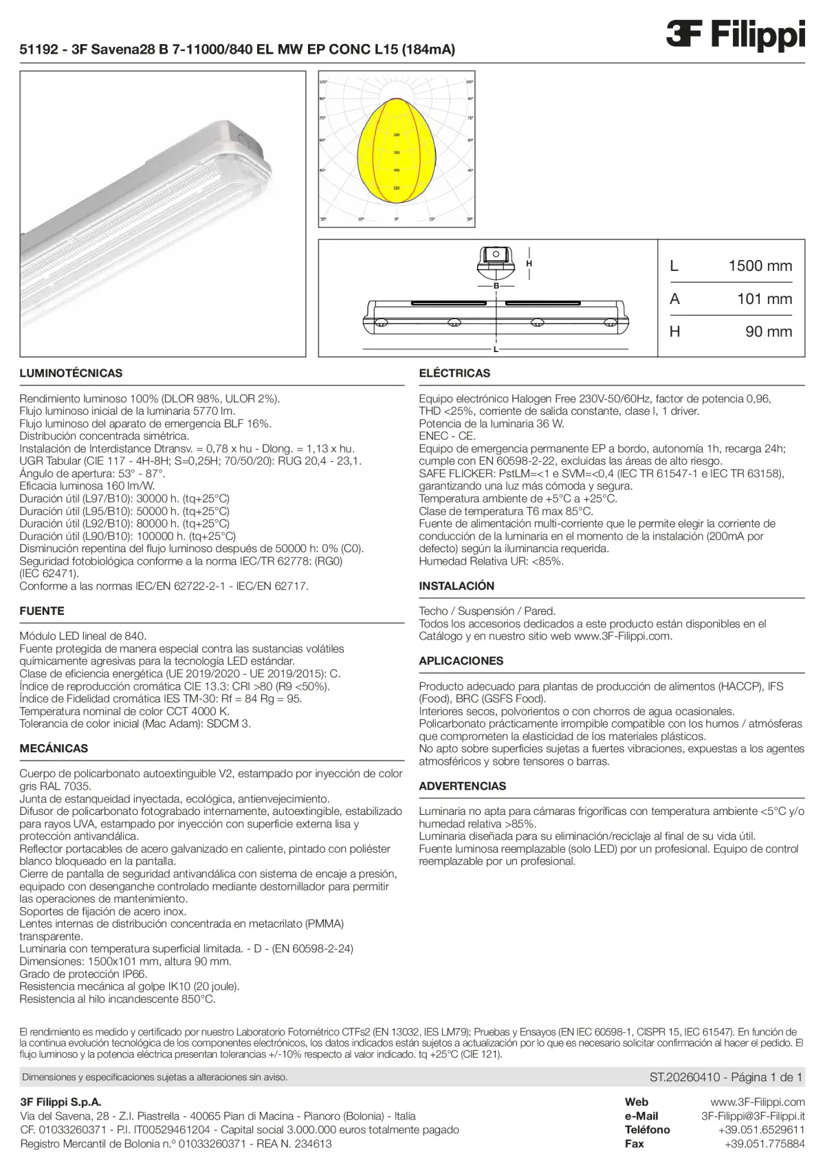51192 - 3F Savena28 B 7-11000-840 EL MW EP CONC L15 (184mA) - Datasheet - es