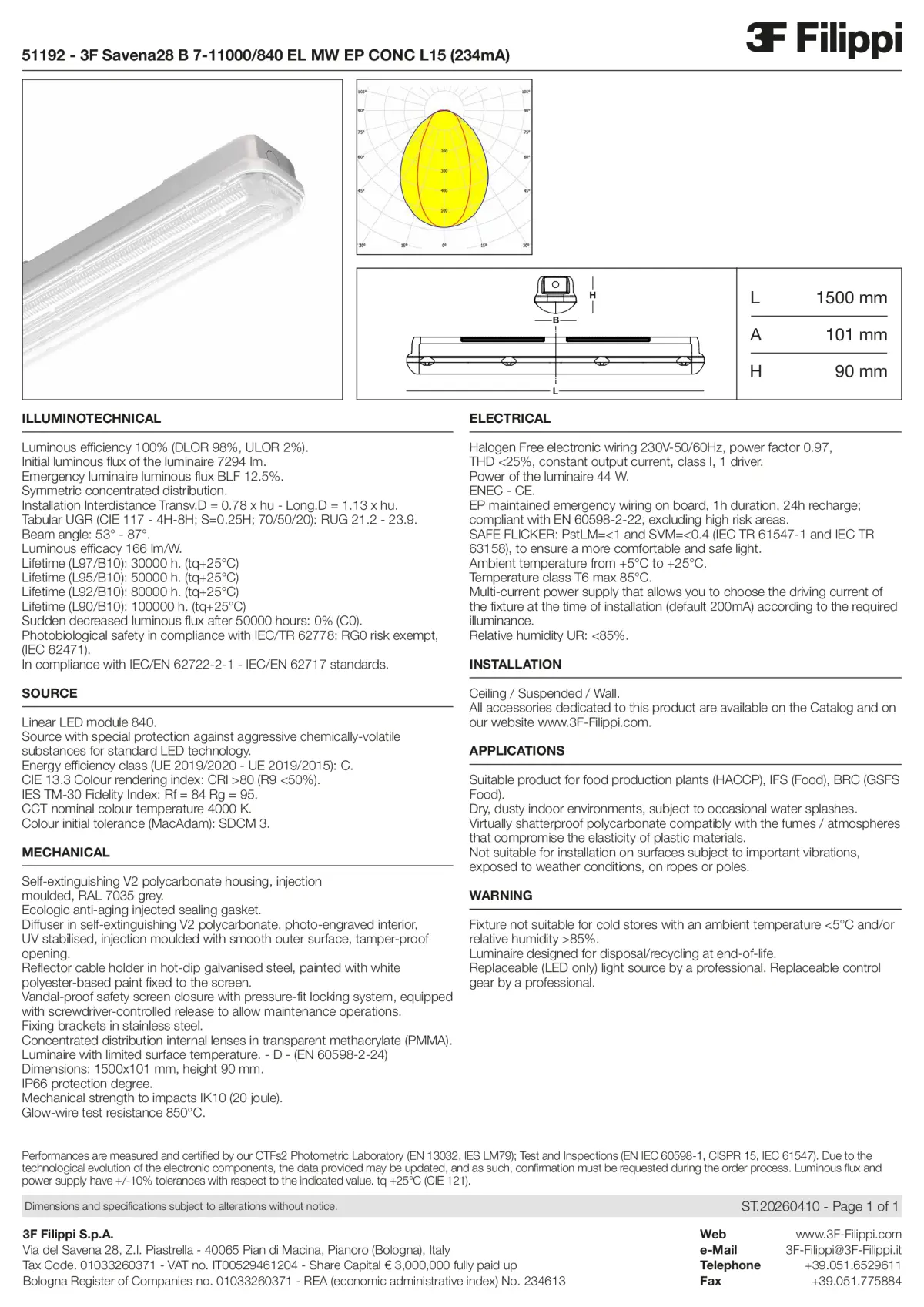 51192 - 3F Savena28 B 7-11000-840 EL MW EP CONC L15 (234mA) - Datasheet - en
