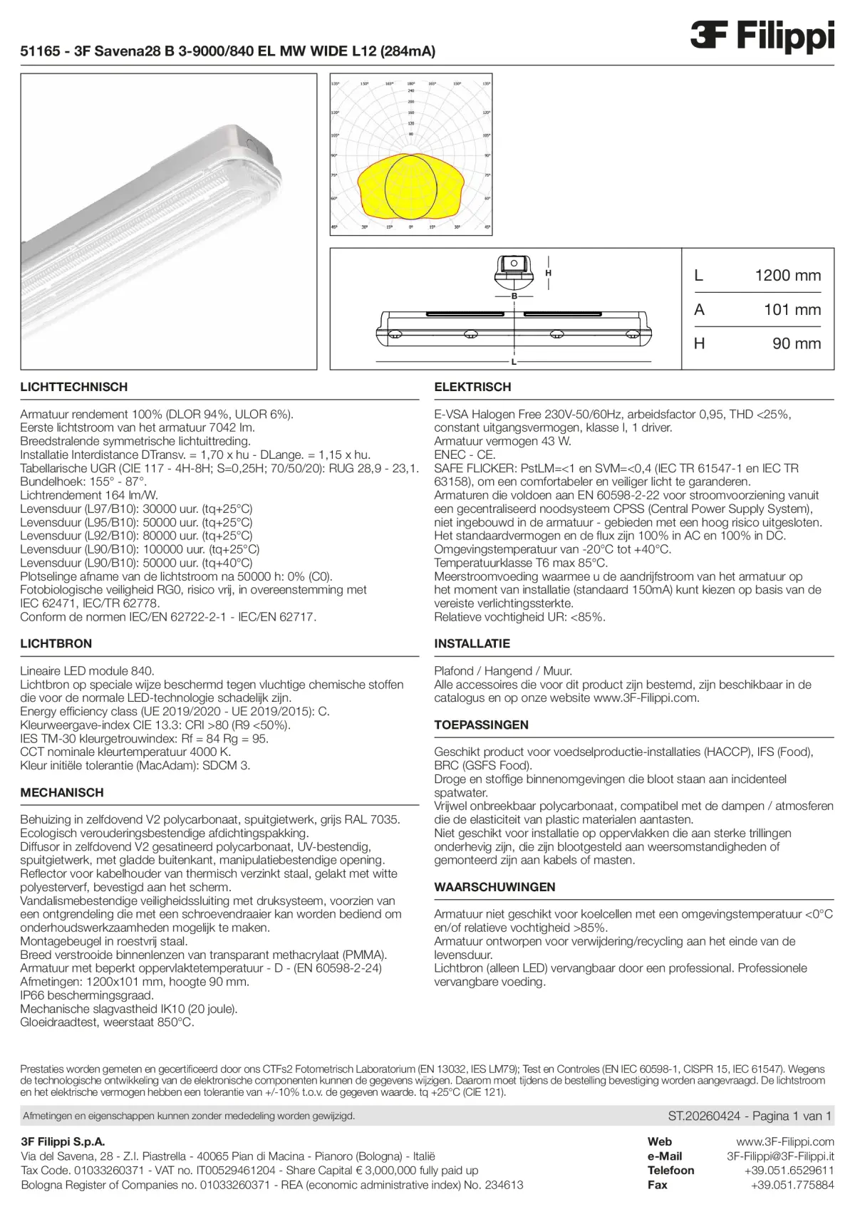51165 - 3F Savena28 B 3-9000-840 EL MW WIDE L12 (284mA) - Datasheet - nl