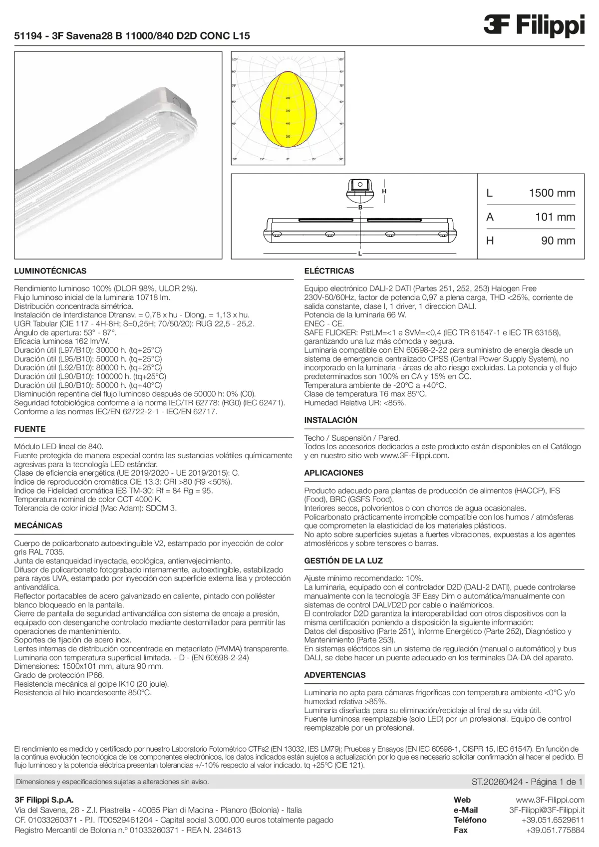 51194 - 3F Savena28 B 11000-840 D2D CONC L15 - Datasheet - es