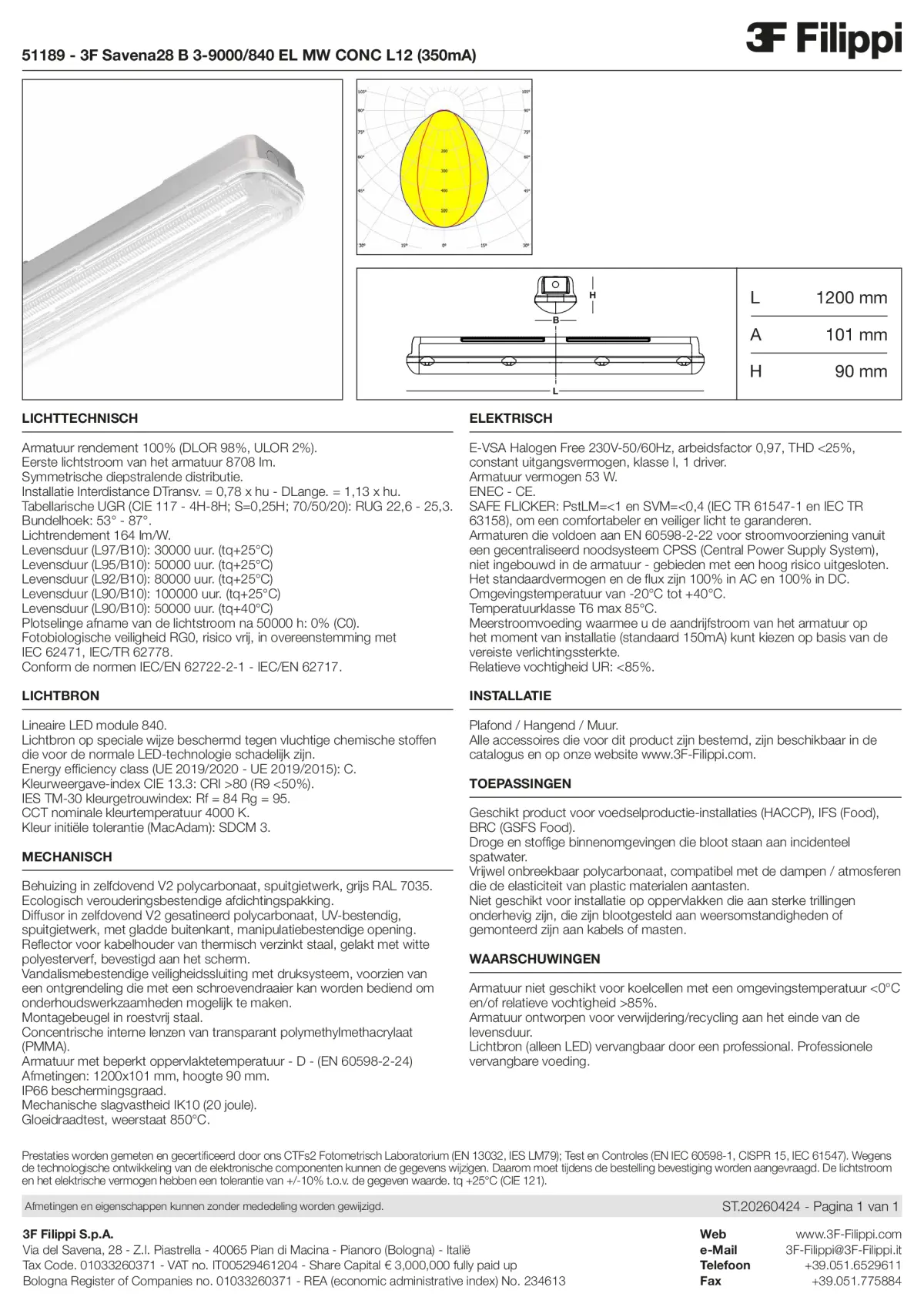51189 - 3F Savena28 B 3-9000-840 EL MW CONC L12 (350mA) - Datasheet - nl