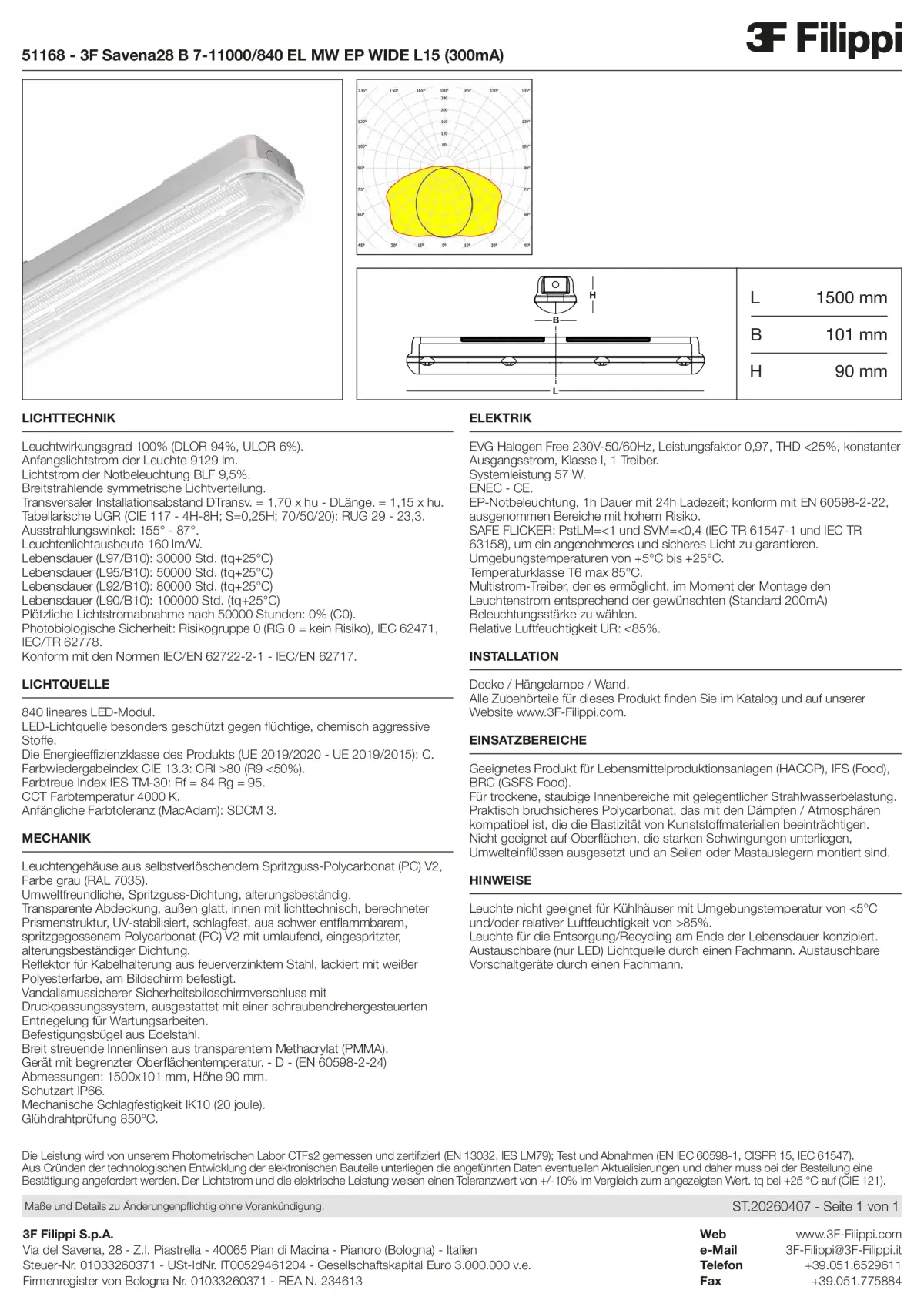 51168 - 3F Savena28 B 7-11000-840 EL MW EP WIDE L15 (300mA) - Datasheet - de
