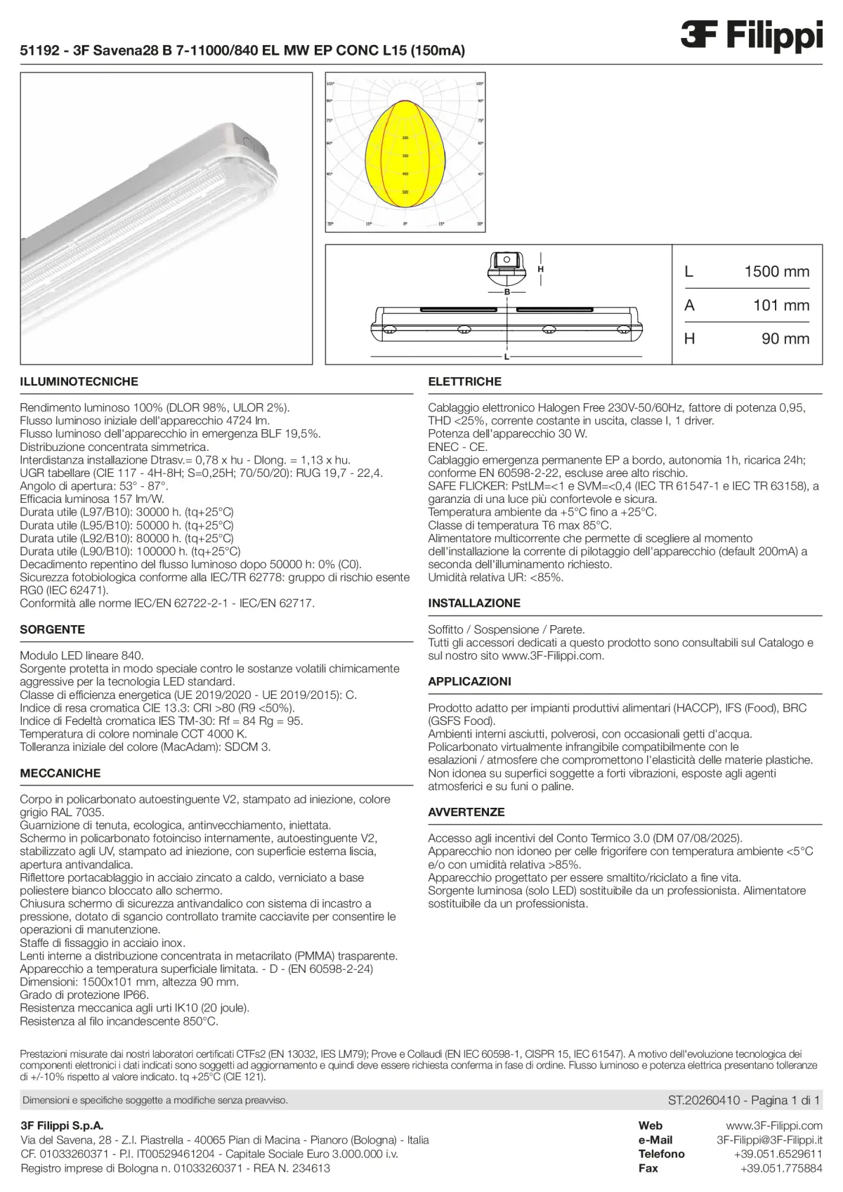 51192 - 3F Savena28 B 7-11000-840 EL MW EP CONC L15 (150mA) - Datasheet - it