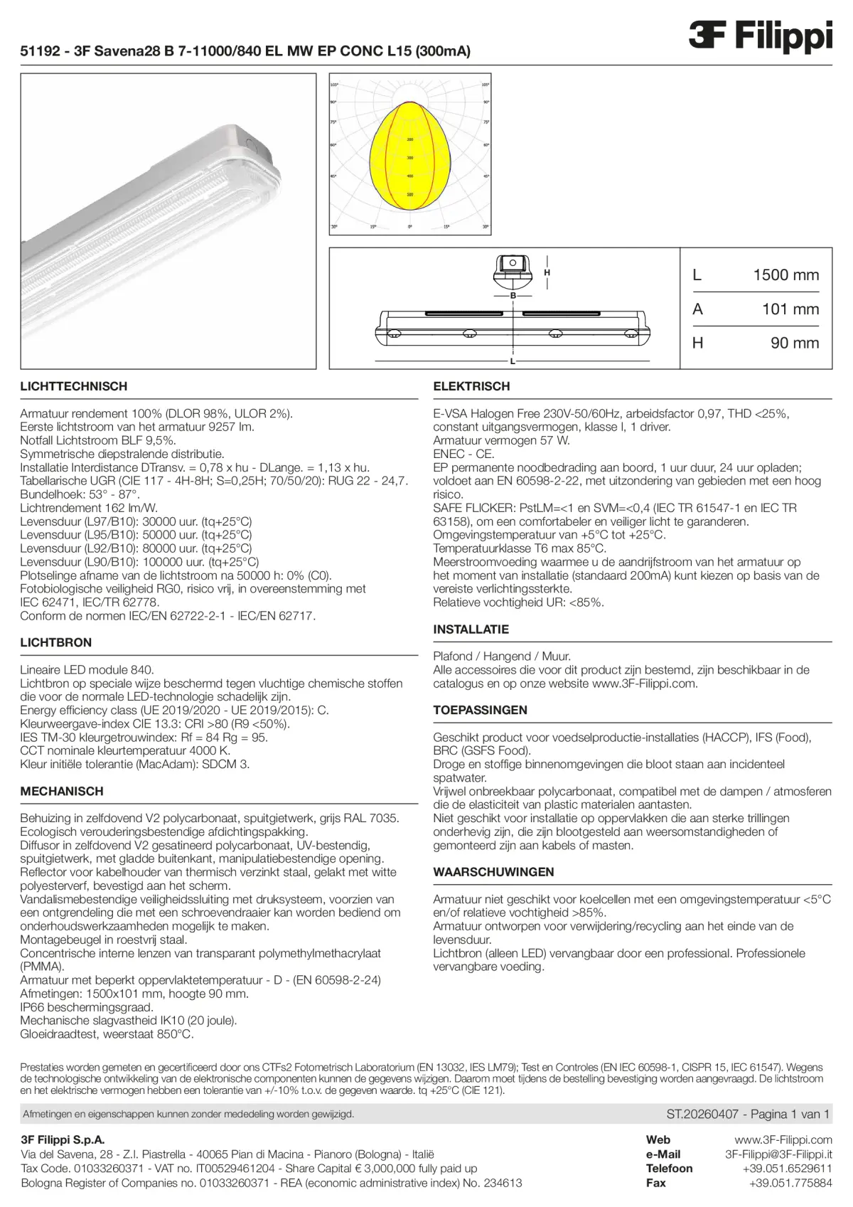 51192 - 3F Savena28 B 7-11000-840 EL MW EP CONC L15 (300mA) - Datasheet - nl