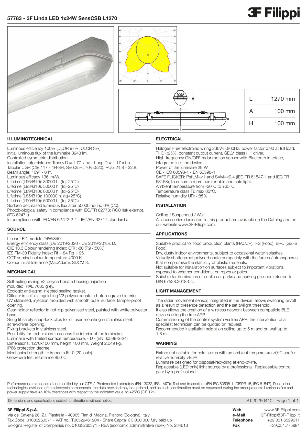 57783 - 3F Linda LED 1x24W SensCSB L1270 - Datasheet - en