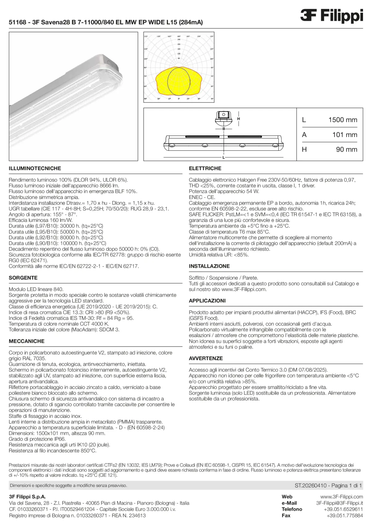 51168 - 3F Savena28 B 7-11000-840 EL MW EP WIDE L15 (284mA) - Datasheet - it