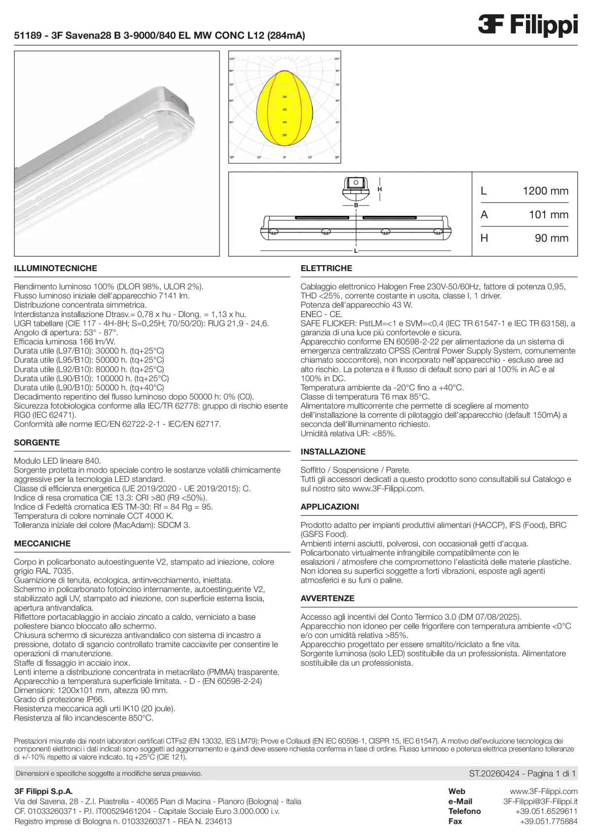 51189 - 3F Savena28 B 3-9000-840 EL MW CONC L12 (284mA) - Datasheet - it