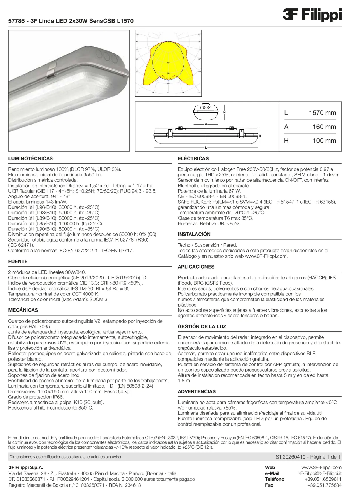 57786 - 3F Linda LED 2x30W SensCSB L1570 - Datasheet - es
