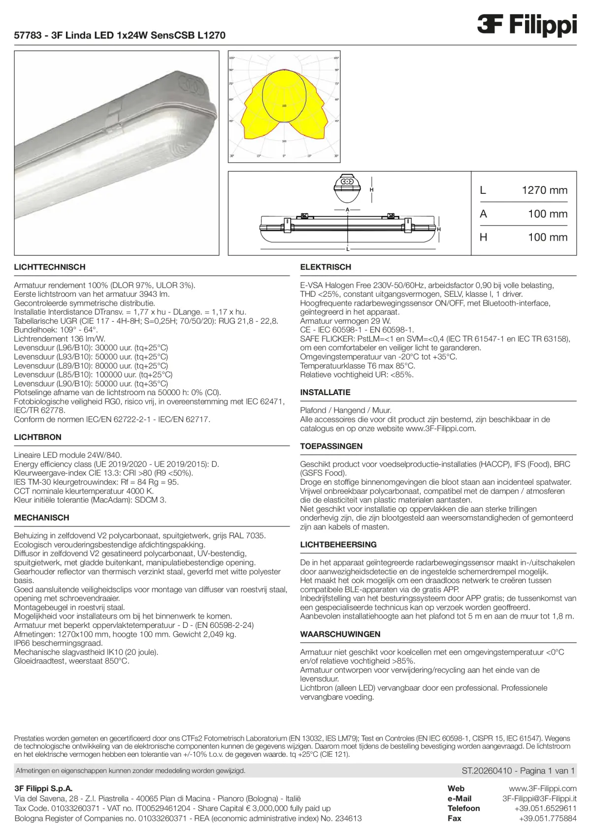 57783 - 3F Linda LED 1x24W SensCSB L1270 - Datasheet - nl