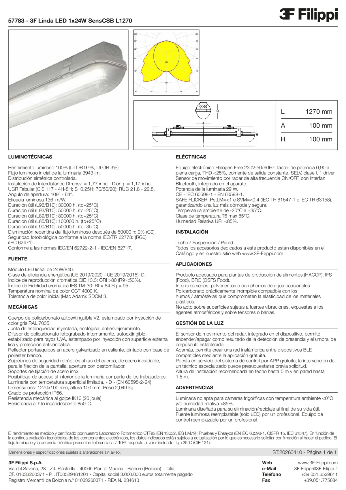 57783 - 3F Linda LED 1x24W SensCSB L1270 - Datasheet - es
