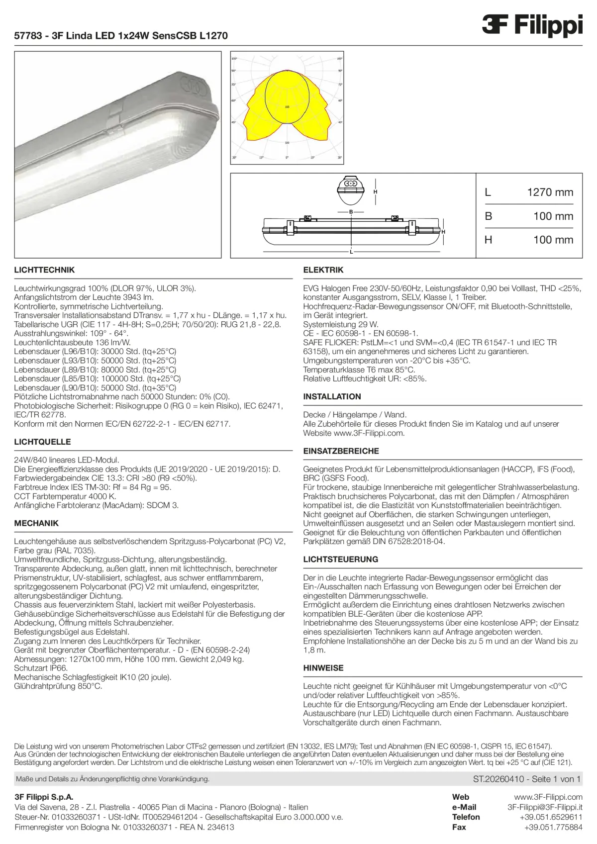 57783 - 3F Linda LED 1x24W SensCSB L1270 - Datasheet - de