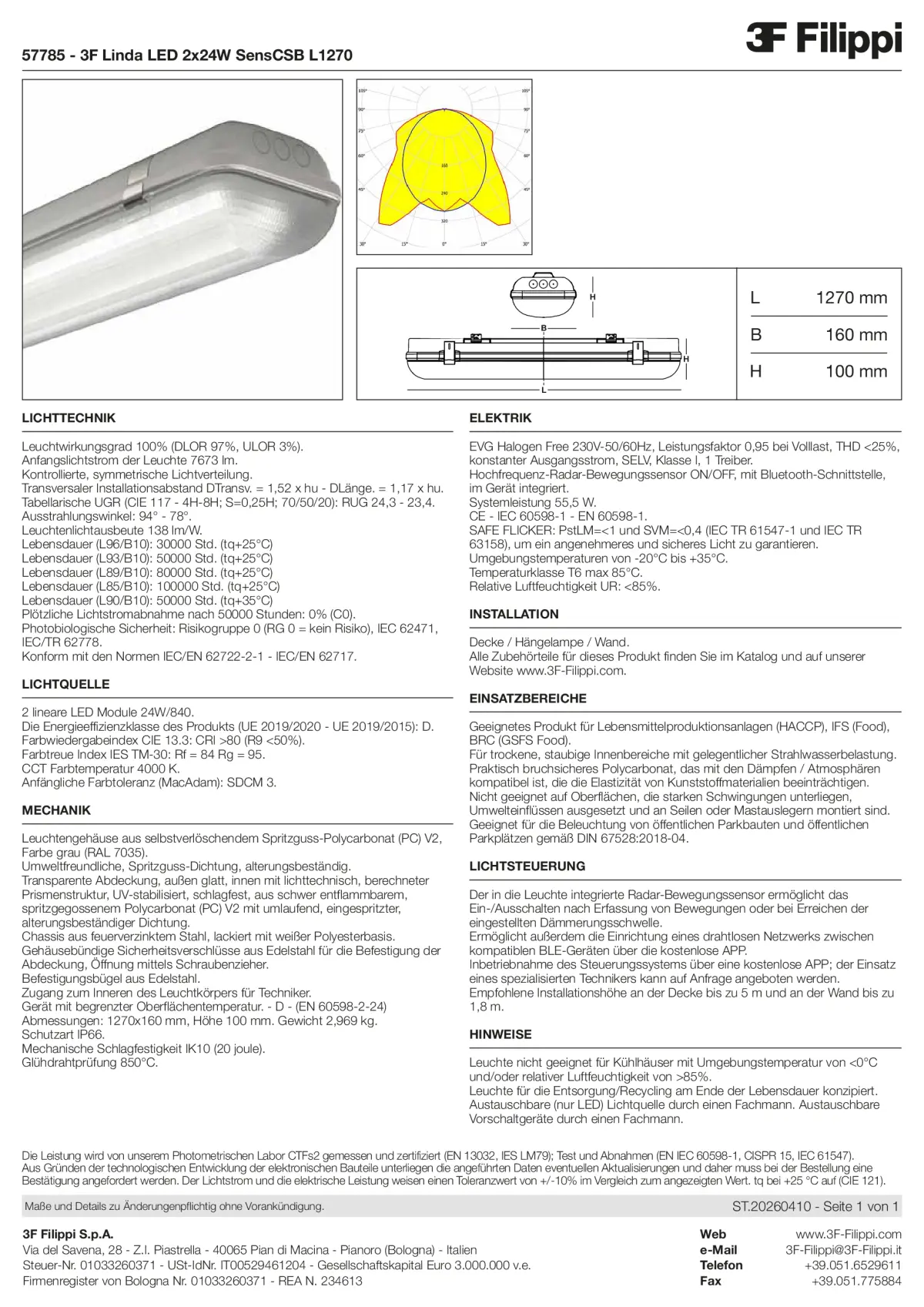 57785 - 3F Linda LED 2x24W SensCSB L1270 - Datasheet - de