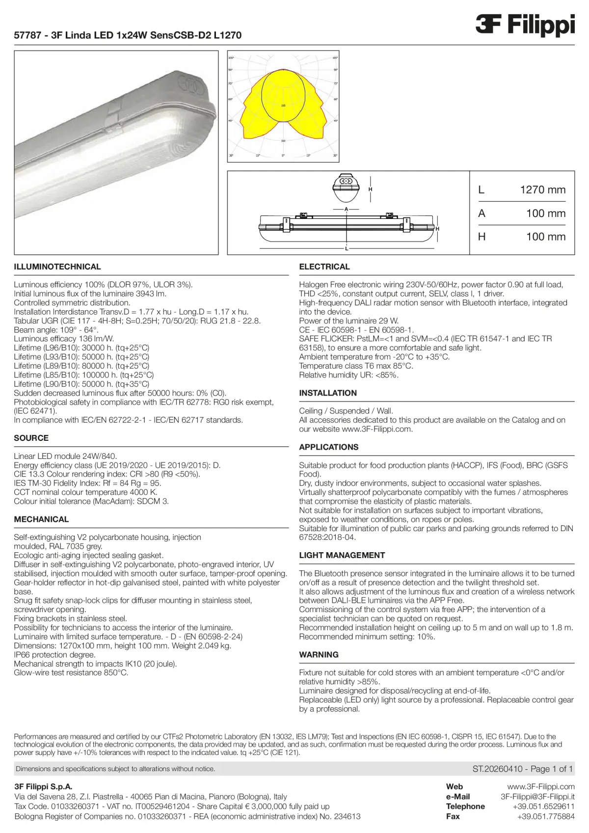 57787 - 3F Linda LED 1x24W SensCSB-D2 L1270 - Datasheet - en