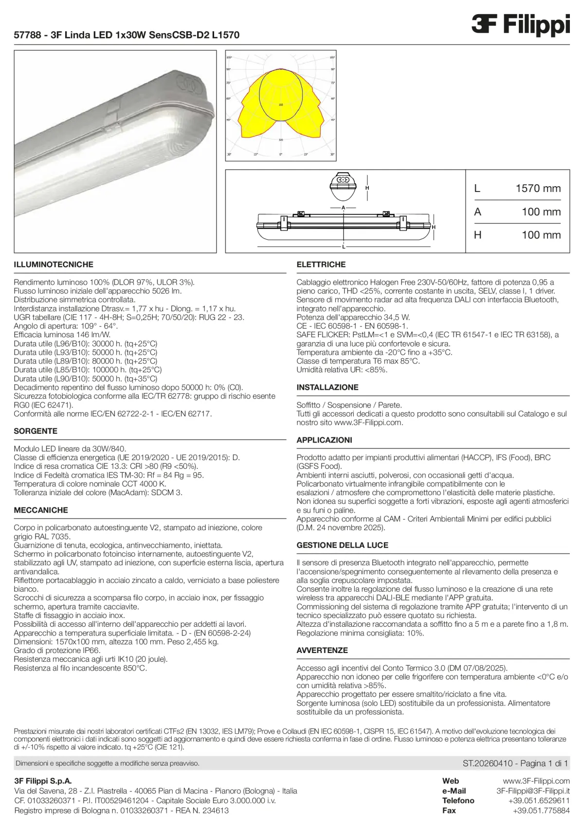 57788 - 3F Linda LED 1x30W SensCSB-D2 L1570 - Datasheet - it