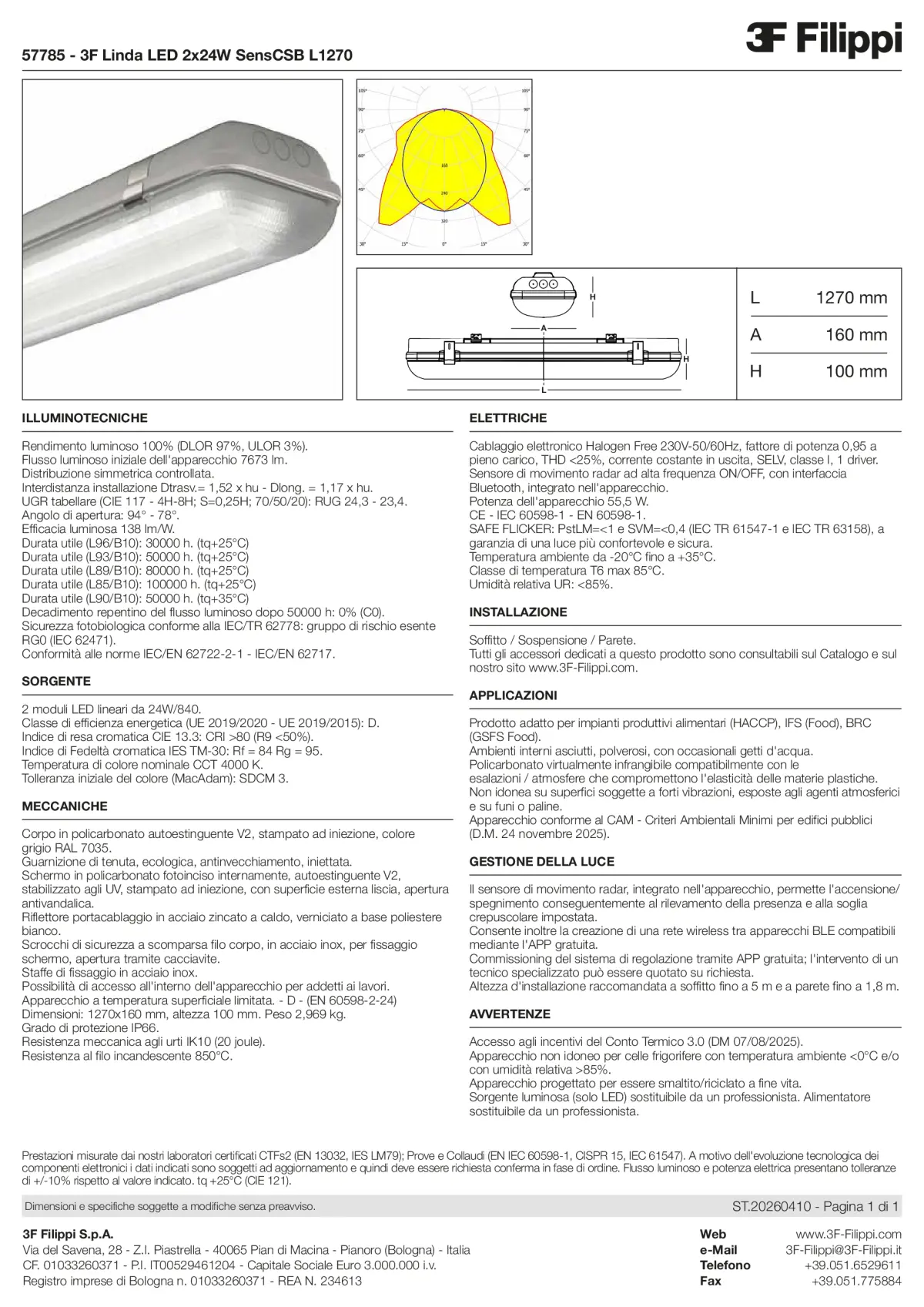 57785 - 3F Linda LED 2x24W SensCSB L1270 - Datasheet - it