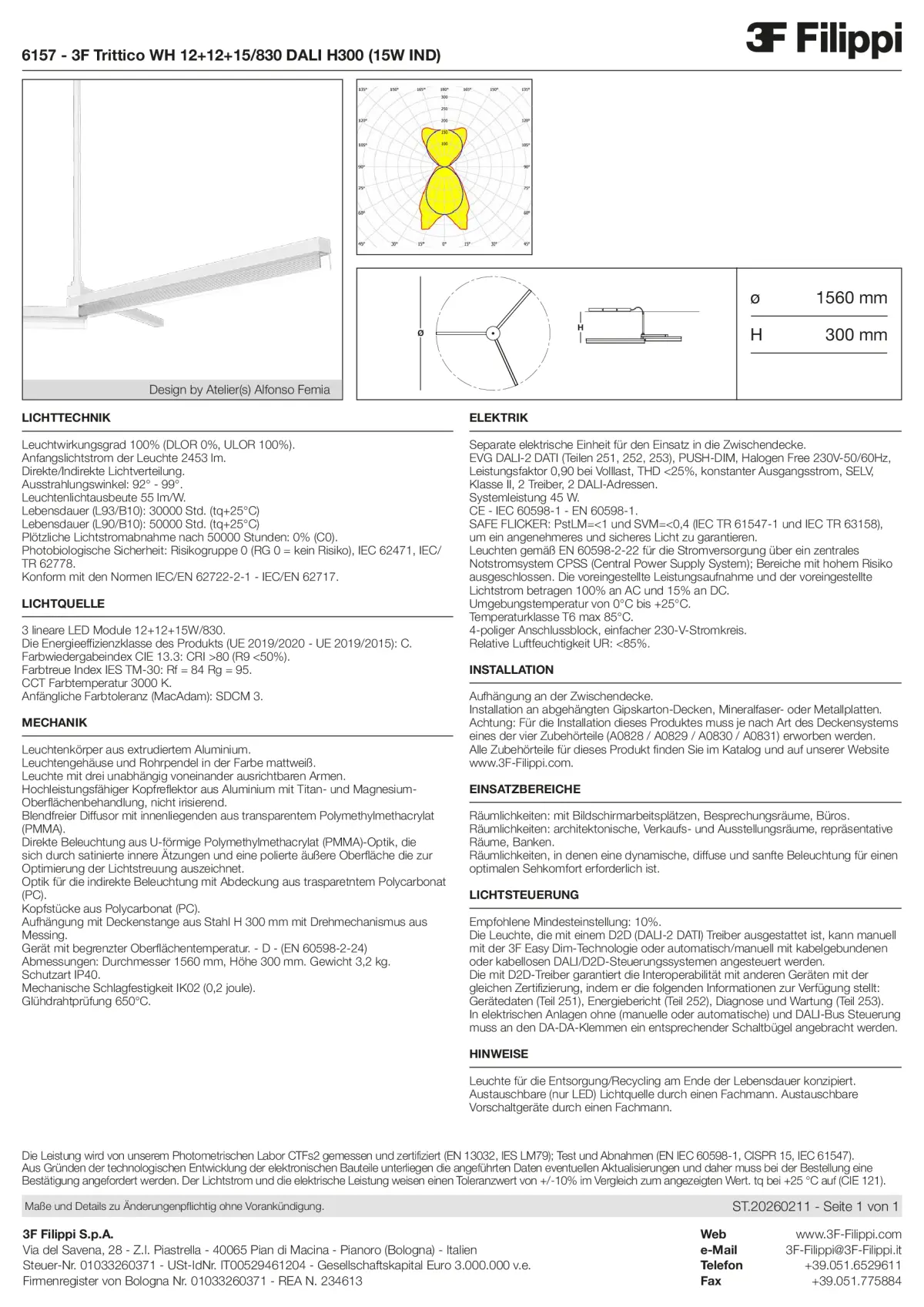 6157 - 3F Trittico WH 12+12+15-830 DALI H300 (15W IND) - Datasheet - de