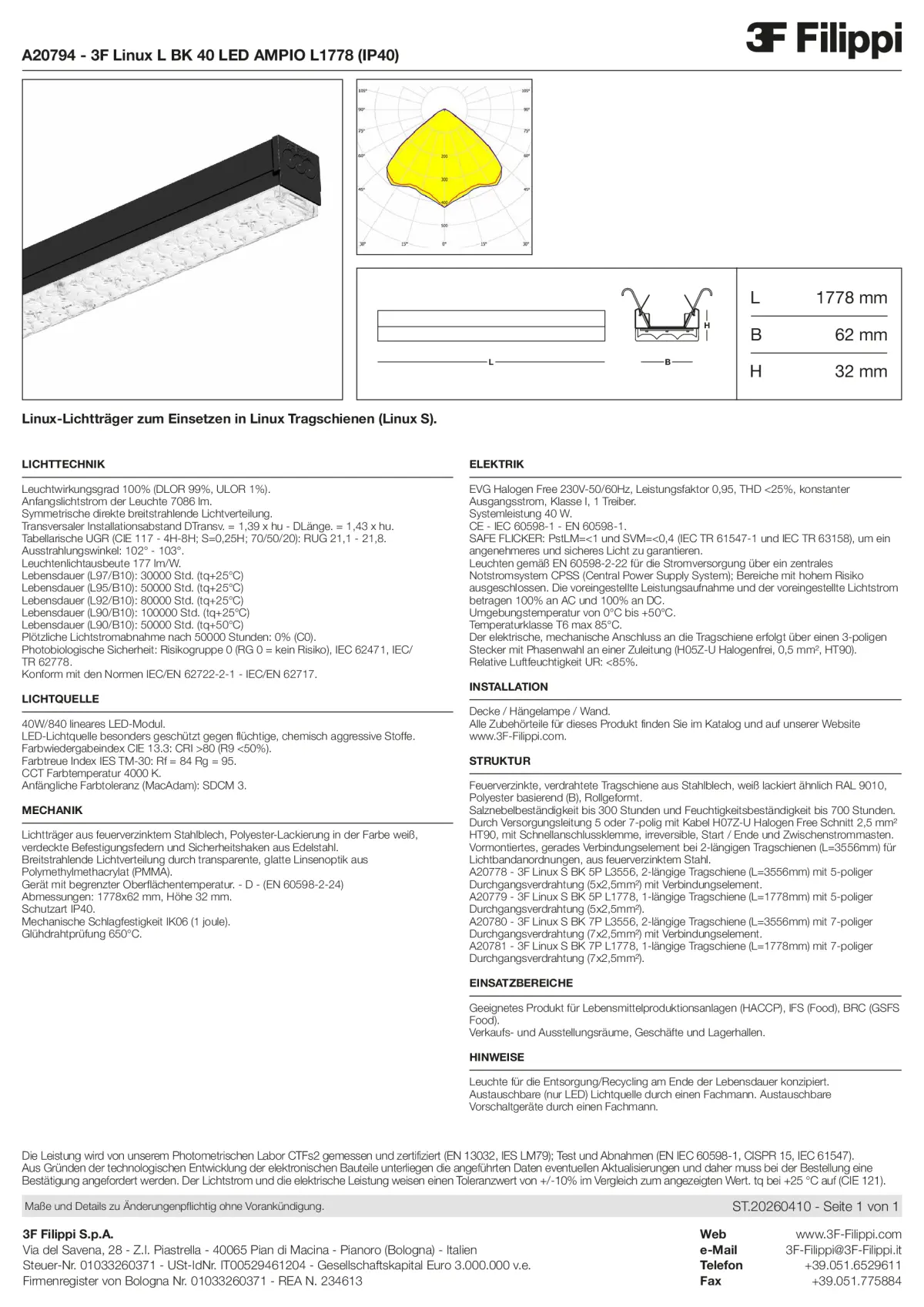 A20794 - 3F Linux L BK 40 LED AMPIO L1778 (IP40) - Datasheet - de