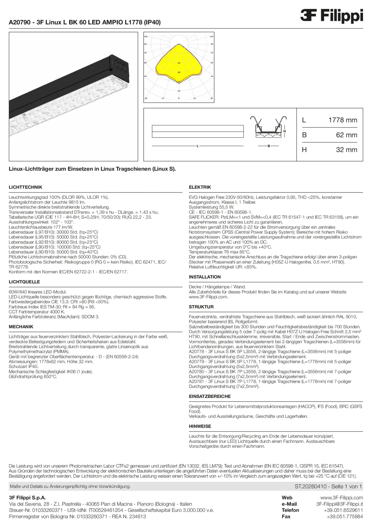 A20790 - 3F Linux L BK 60 LED AMPIO L1778 (IP40) - Datasheet - de