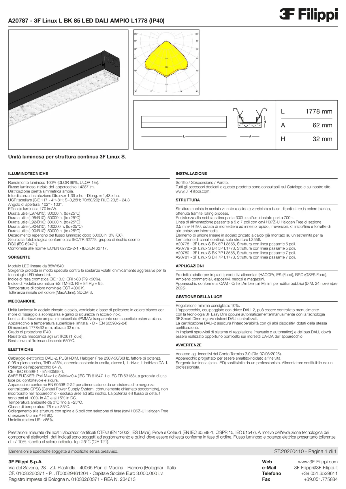 A20787 - 3F Linux L BK 85 LED DALI AMPIO L1778 (IP40) - Datasheet - it