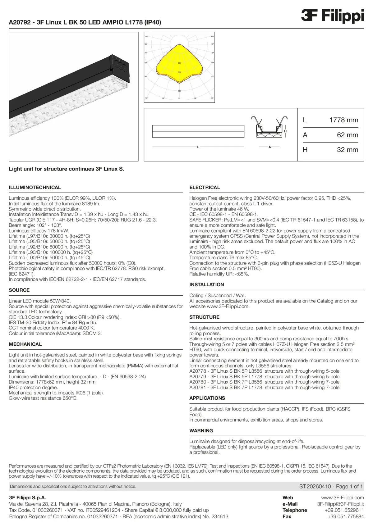 A20792 - 3F Linux L BK 50 LED AMPIO L1778 (IP40) - Datasheet - en