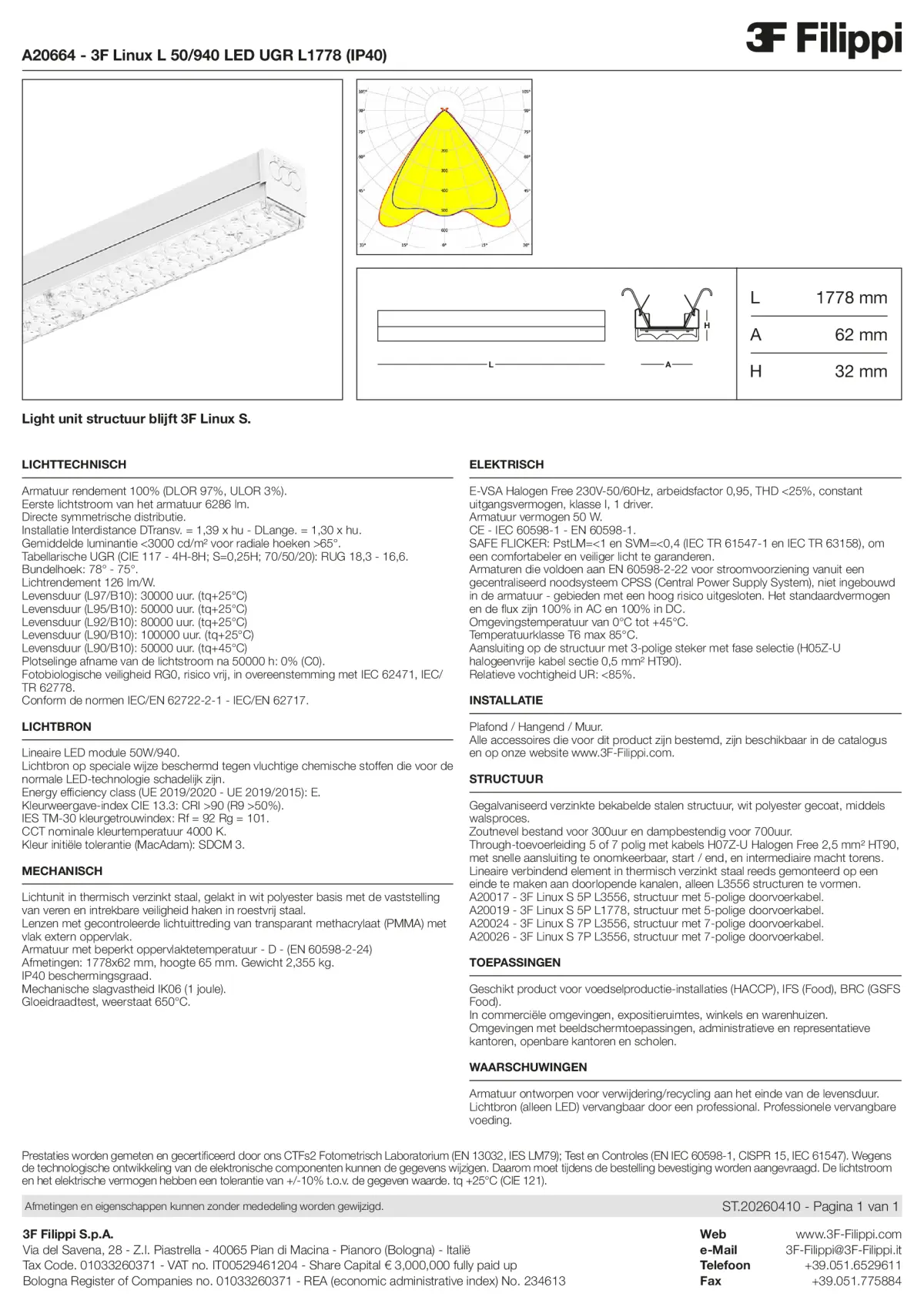 A20664 - 3F Linux L 50-940 LED UGR L1778 (IP40) - Datasheet - nl