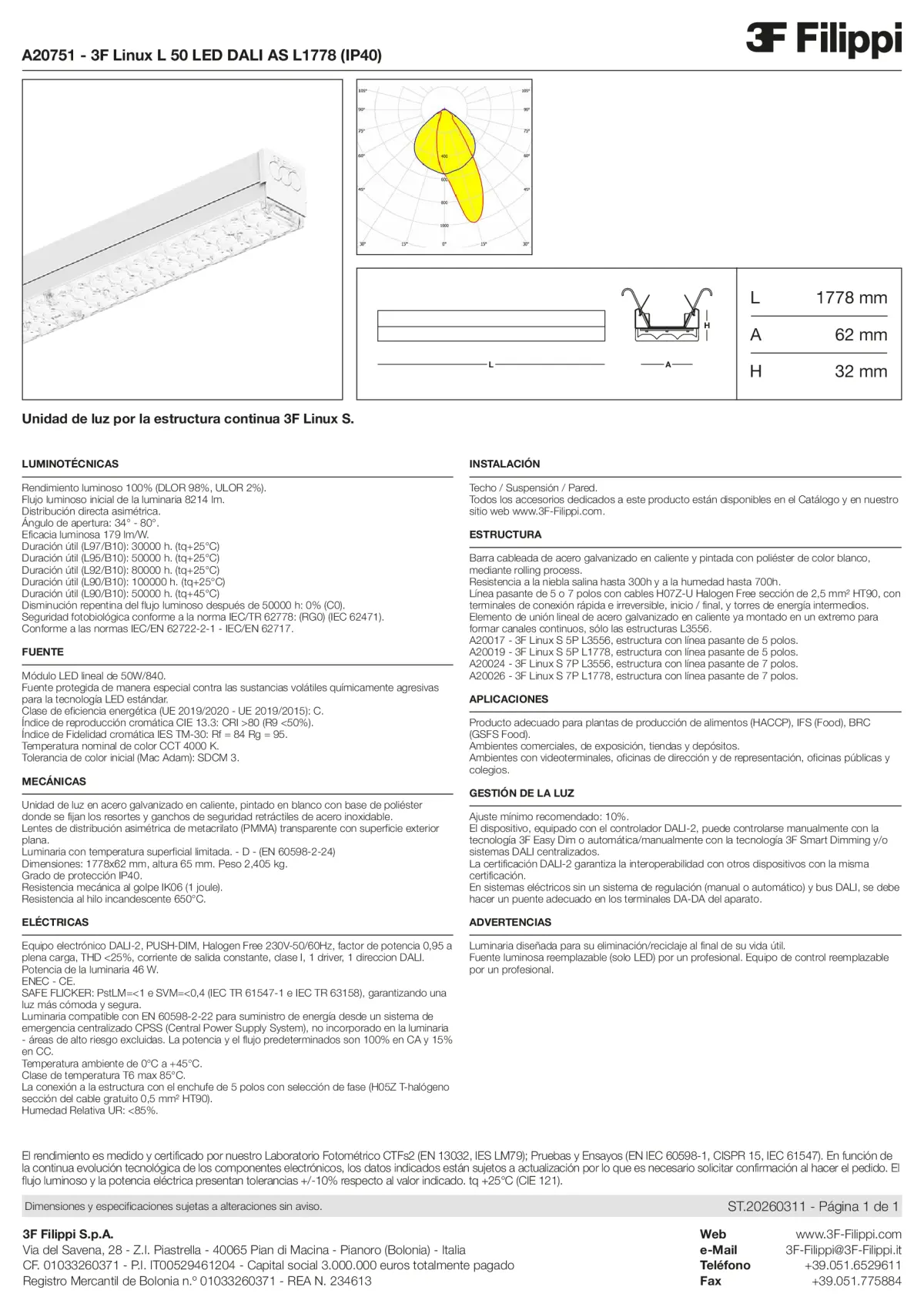 A20751 - 3F Linux L 50 LED DALI AS L1778 (IP40) - Datasheet - es