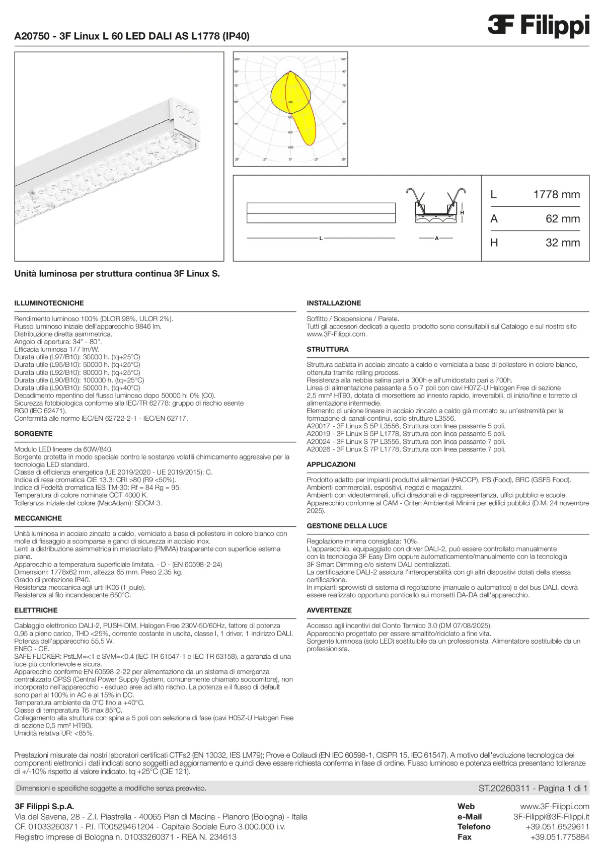 A20750 - 3F Linux L 60 LED DALI AS L1778 (IP40) - Datasheet - it
