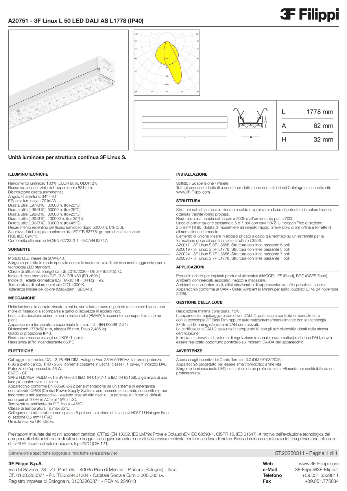 A20751 - 3F Linux L 50 LED DALI AS L1778 (IP40) - Datasheet - it