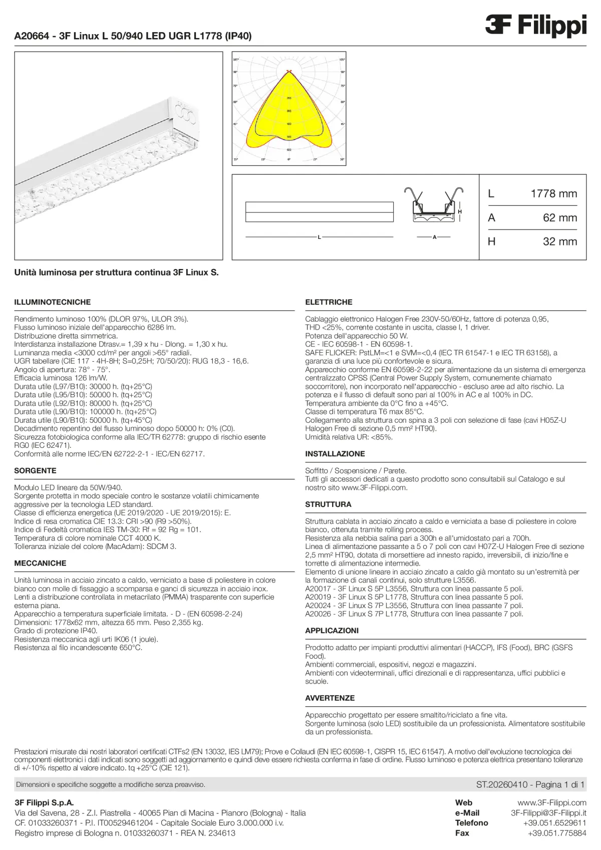 A20664 - 3F Linux L 50-940 LED UGR L1778 (IP40) - Datasheet - it