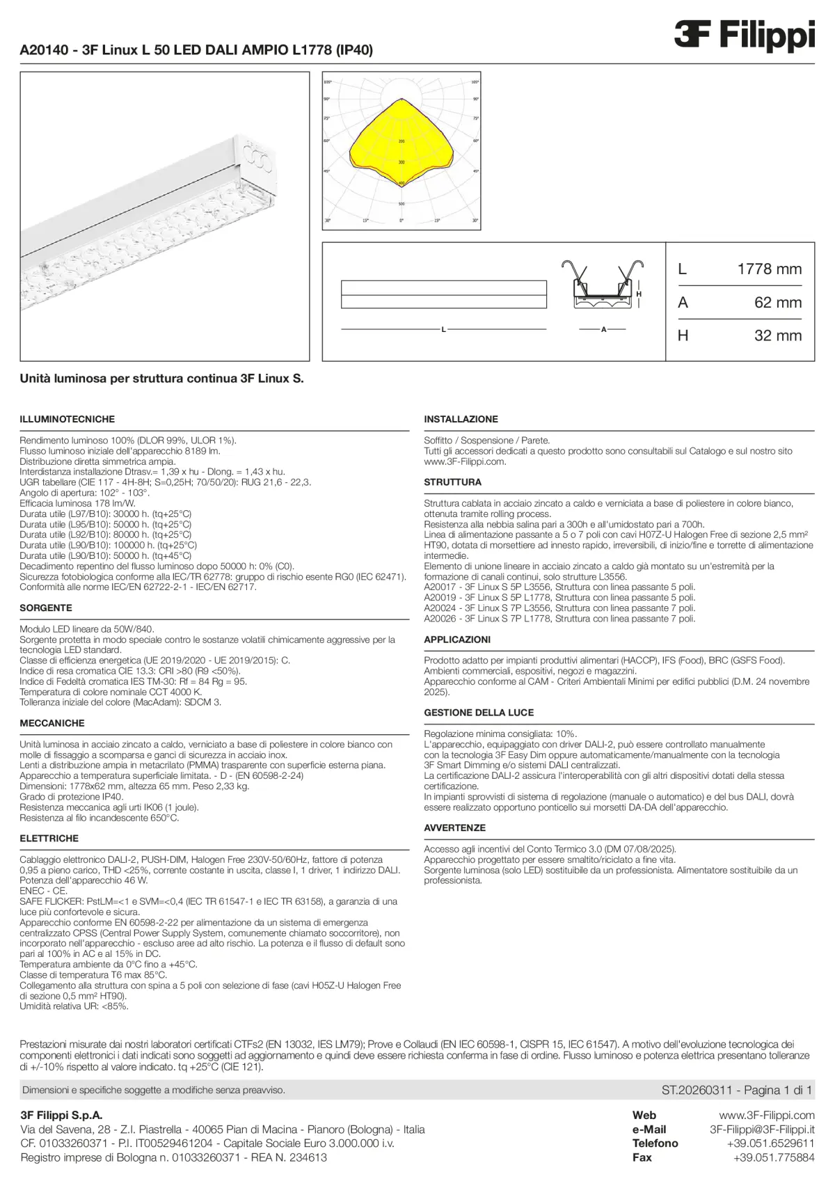 A20140 - 3F Linux L 50 LED DALI AMPIO L1778 (IP40) - Datasheet - it