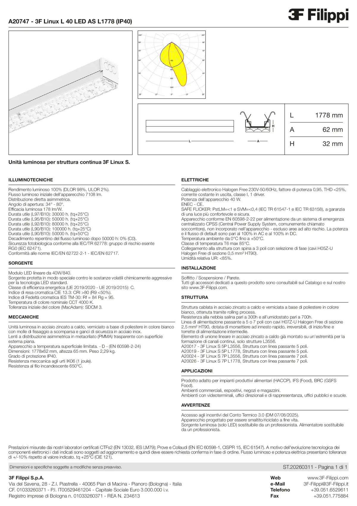 A20747 - 3F Linux L 40 LED AS L1778 (IP40) - Datasheet - it