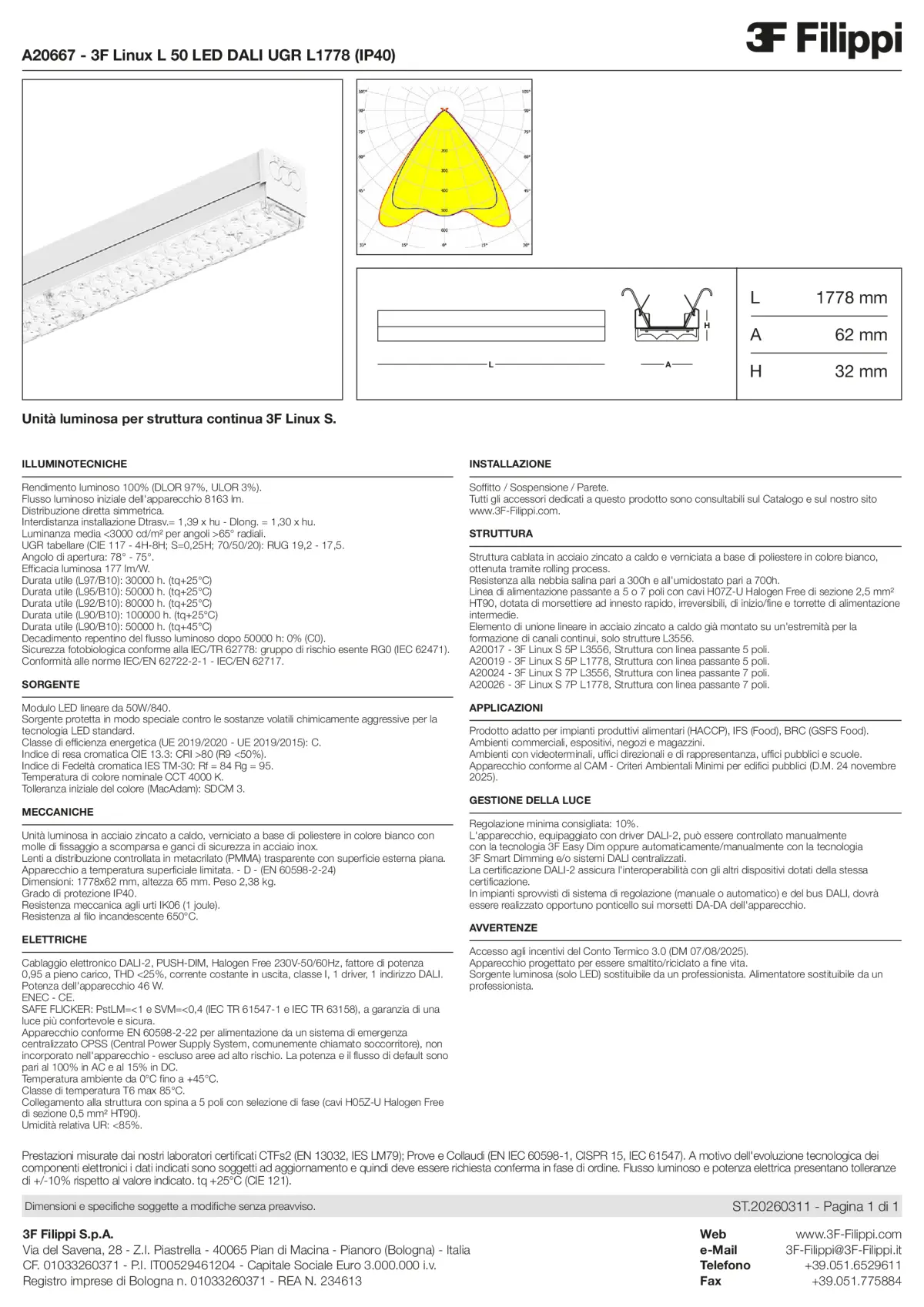 A20667 - 3F Linux L 50 LED DALI UGR L1778 (IP40) - Datasheet - it