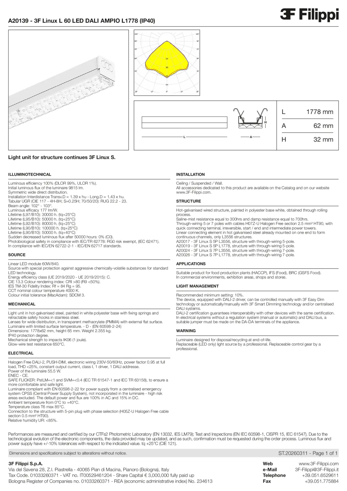 A20139 - 3F Linux L 60 LED DALI AMPIO L1778 (IP40) - Datasheet - en