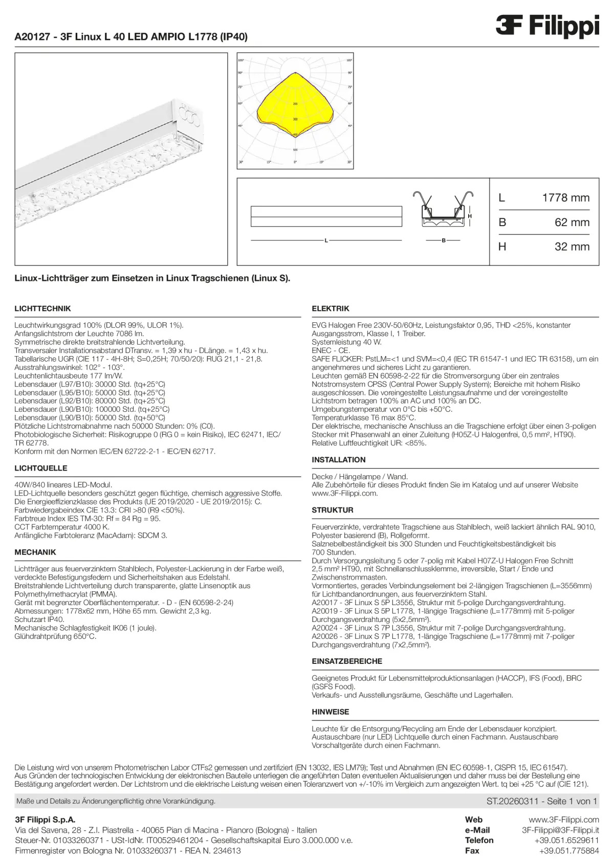 A20127 - 3F Linux L 40 LED AMPIO L1778 (IP40) - Datasheet - de