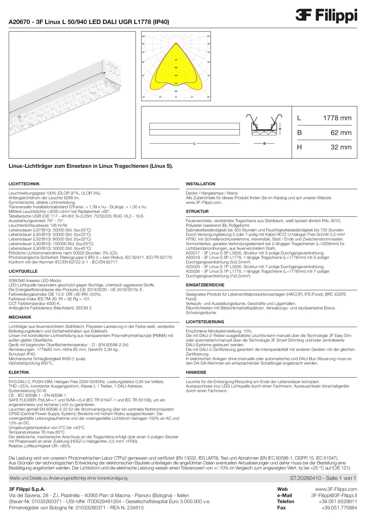 A20670 - 3F Linux L 50-940 LED DALI UGR L1778 (IP40) - Datasheet - de