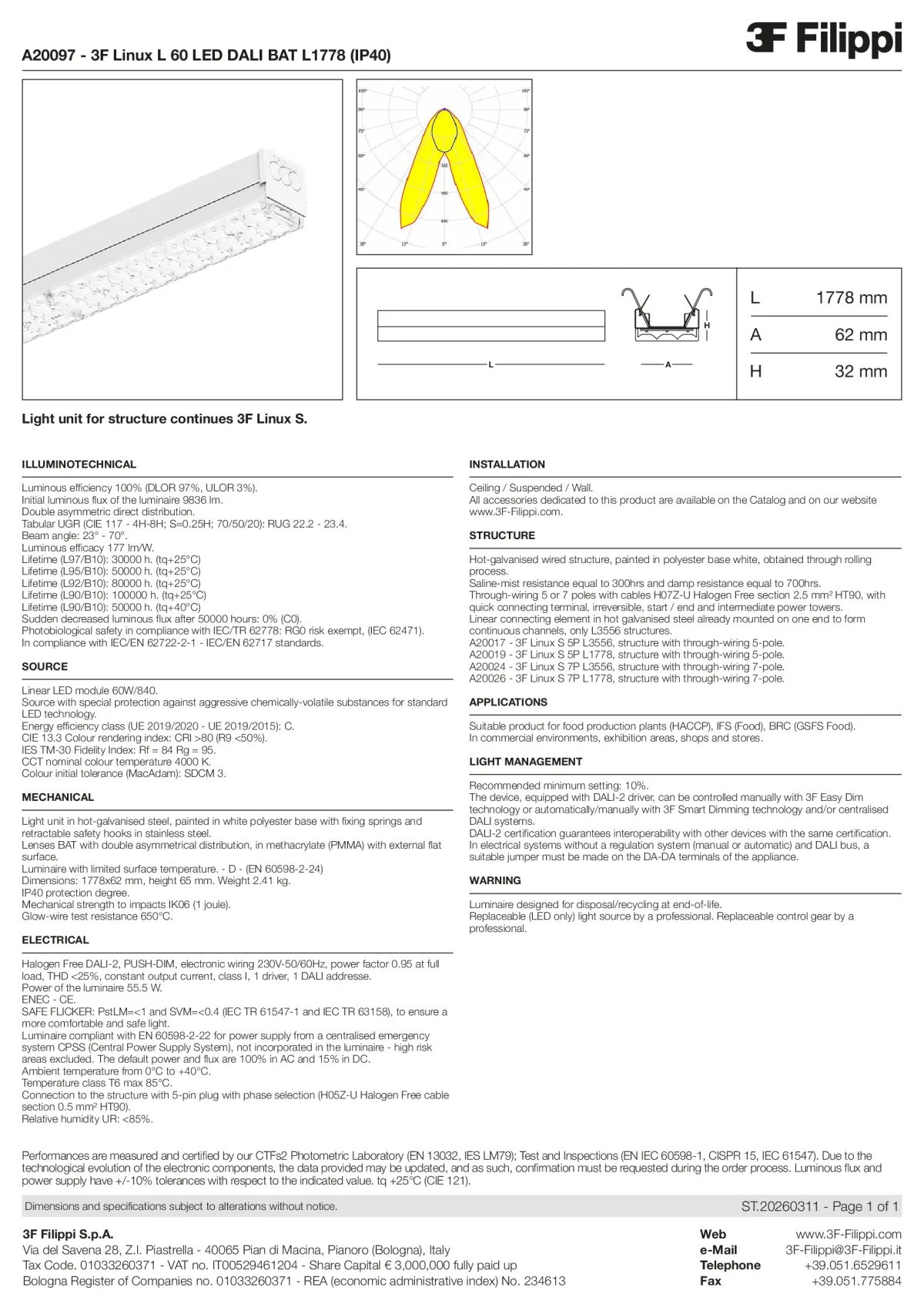 A20097 - 3F Linux L 60 LED DALI BAT L1778 (IP40) - Datasheet - en