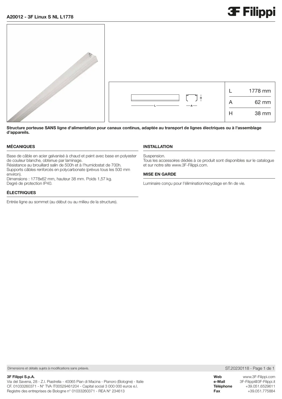 A20012 - 3F Linux S NL L1778 - Datasheet - fr