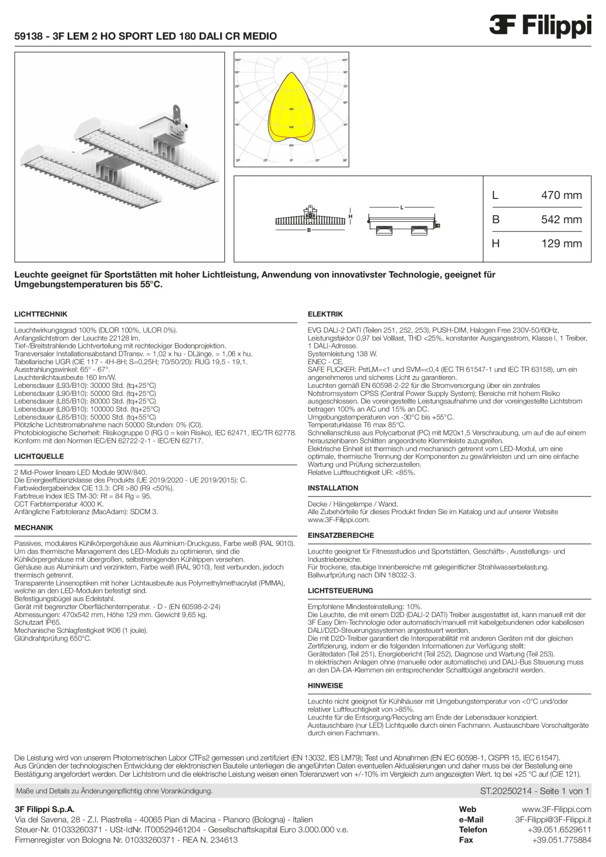59138 - 3F LEM 2 HO SPORT LED 180 DALI CR MEDIO - Datasheet - de
